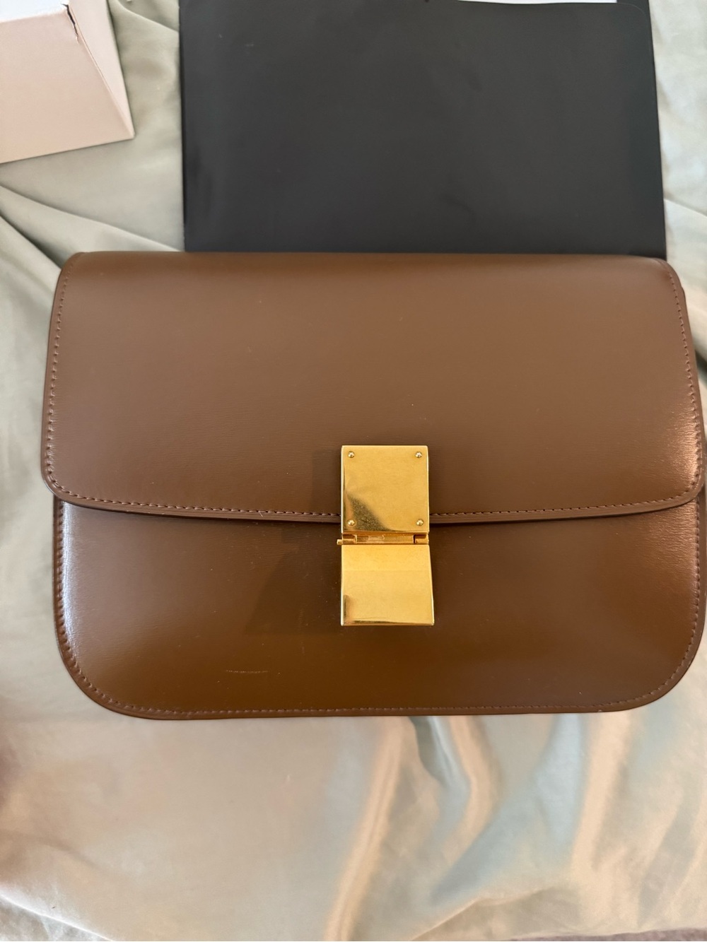 Celine Brown Leather Classic Box Medium